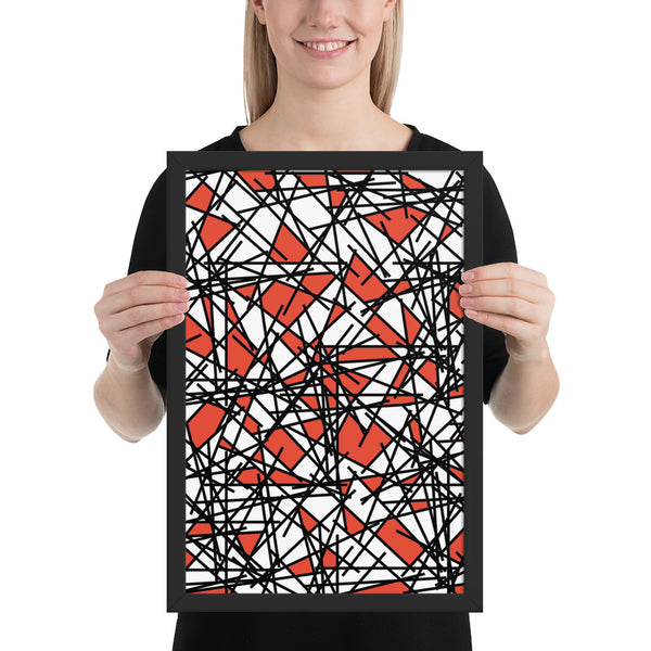 Framed Photo Paper Poster | Contemporary Retro Abstract Red Memphis Scribble