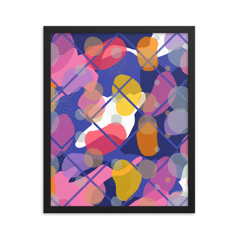 Abstract Memphis Style Patterned Framed Art | Blue | Visionary Skies