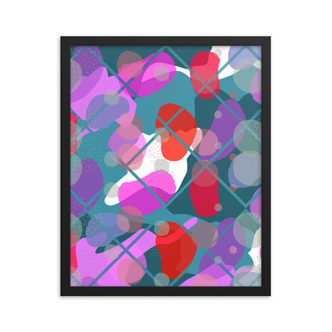 Abstract Memphis Style Patterned Framed Art | Teal | Visionary Skies
