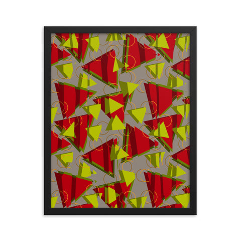 Abstract Patterned Framed Art | Green Red | Memphis Mirror
