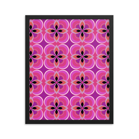 Pink Patterned Framed Art | Mid Century Floral