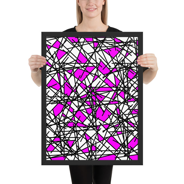 Framed Photo Paper Poster | Contemporary Retro Abstract Pink Memphis Scribble