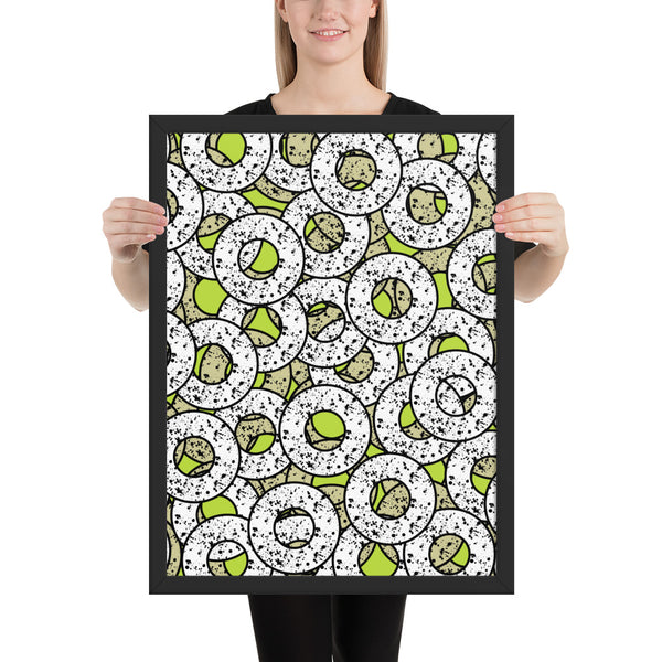 Yellow Patterned Framed Art | Splattered Donuts Collection