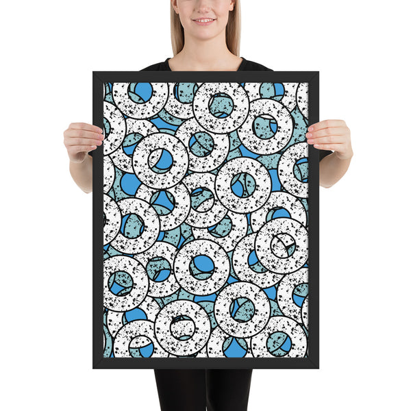 Turquoise Patterned Framed Art | Splattered Donuts Collection
