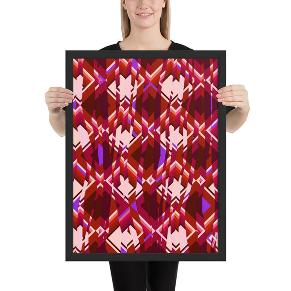 Red Patterned Framed Paper Poster Art | Broken Glass Collection
