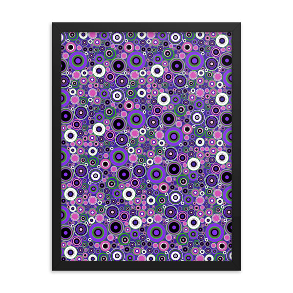 Purple Patterned Framed Art | Mid Century Circles