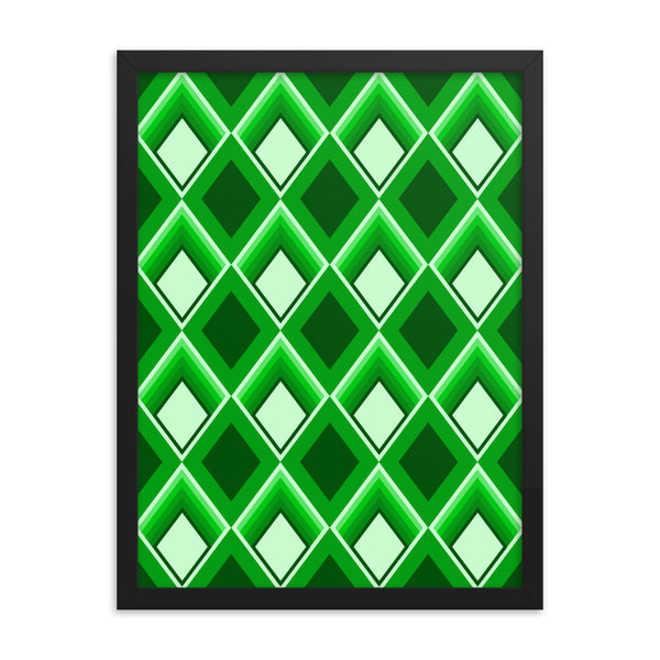 Green Patterned Framed Art | Geometric Glam