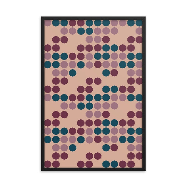 Framed Poster Art | Vintage Dot Matrix Pink Cream | Mid Century Modern