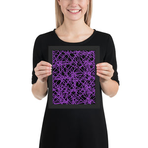 Framed Photo Paper Poster | Contemporary Retro Abstract Purple Memphis Scribble