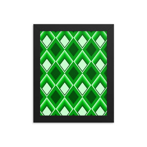 Green Patterned Framed Art | Geometric Glam
