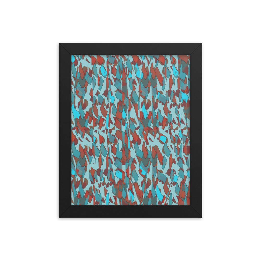 Blue Patterned Framed Poster Art | Sunset Glitter