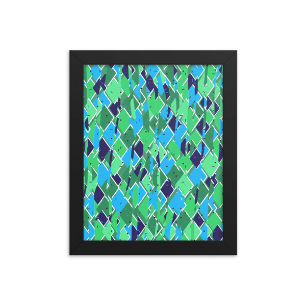 Colorful Contemporary Retro Framed Poster | Turquoise | Broken Memphis