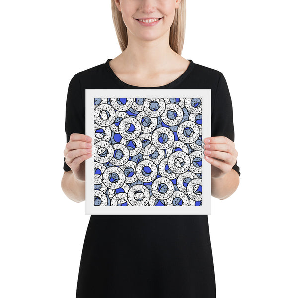Blue Patterned Framed Art | Splattered Donuts Collection