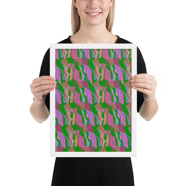Framed Photo Paper Poster | Contemporary Retro Abstract Green Hall of Mirrors