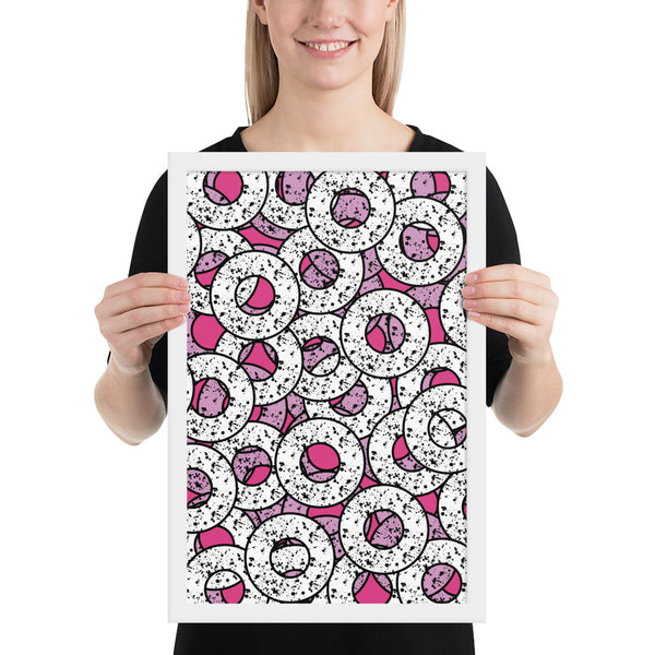 Pink Patterned Framed Art | Splattered Donuts Collection