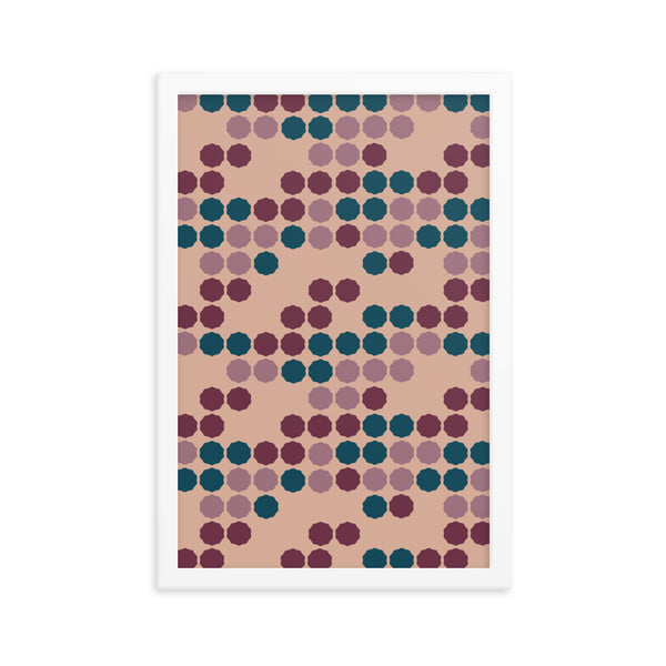 Framed Poster Art | Vintage Dot Matrix Pink Cream | Mid Century Modern