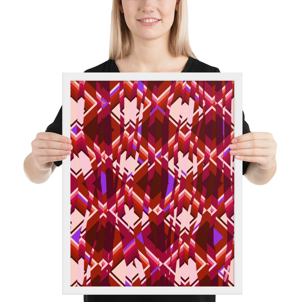 Red Patterned Framed Paper Poster Art | Broken Glass Collection