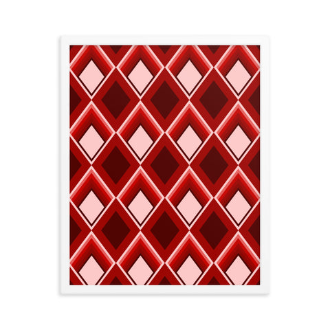 Red Patterned Framed Art | Geometric Glam