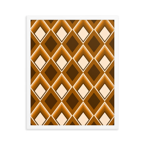 Brown Patterned Framed Art | Geometric Glam