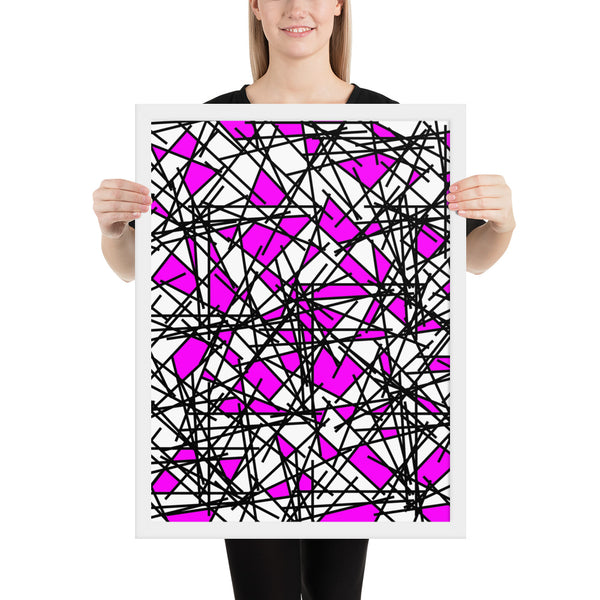 Framed Photo Paper Poster | Contemporary Retro Abstract Pink Memphis Scribble