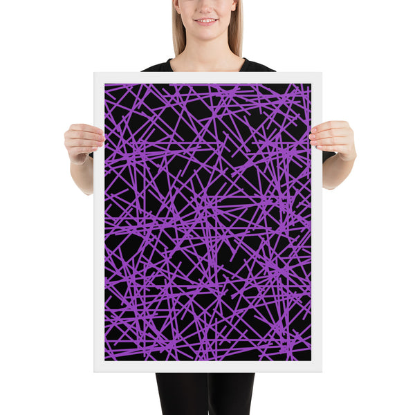 Framed Photo Paper Poster | Contemporary Retro Abstract Purple Memphis Scribble