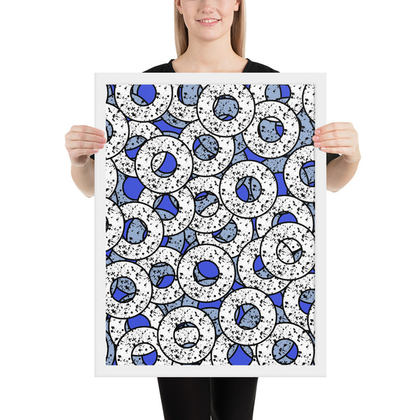 Blue Patterned Framed Art | Splattered Donuts Collection