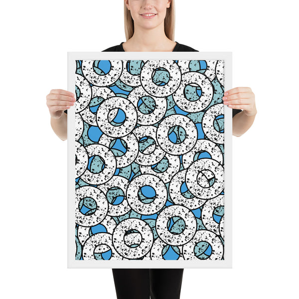 Turquoise Patterned Framed Art | Splattered Donuts Collection