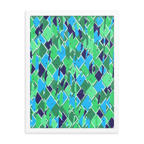 Colorful Contemporary Retro Framed Poster | Turquoise | Broken Memphis