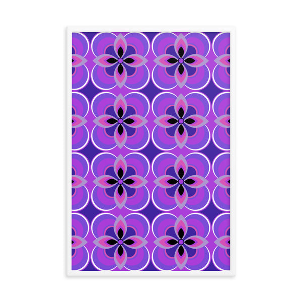 Purple Patterned Framed Art | Mid Century Floral