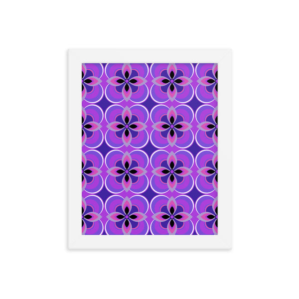 Purple Patterned Framed Art | Mid Century Floral