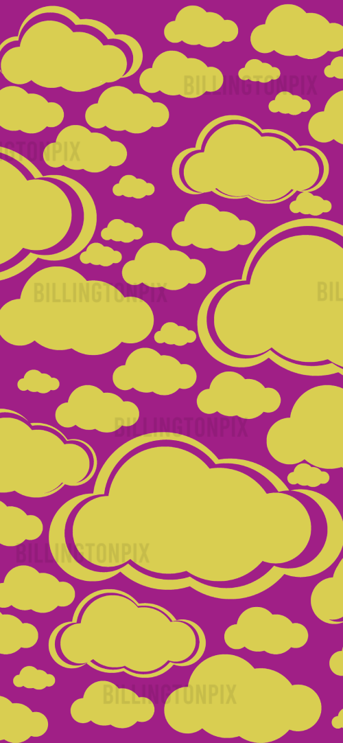 Yellow stylised clouds on a purple background in this downloadable phone wallpaper