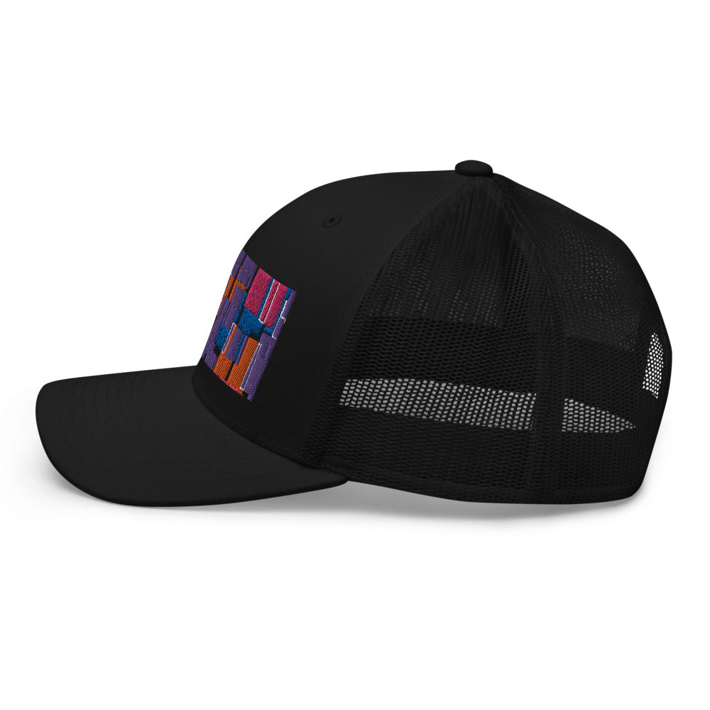 Gorra de camionero | Estilo años 60 en color morado | Geometría de mediados de siglo