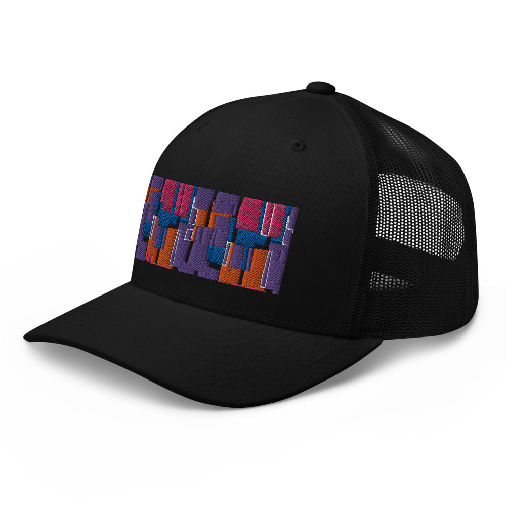 Gorra de camionero | Estilo años 60 en color morado | Geometría de mediados de siglo