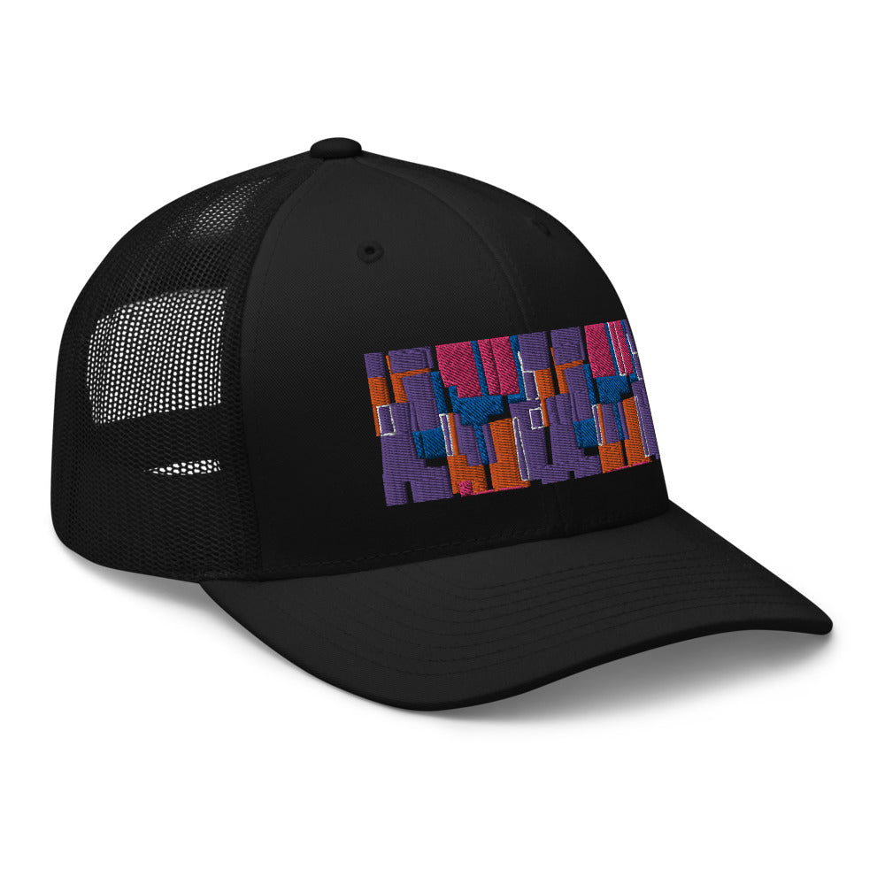 Gorra de camionero | Estilo años 60 en color morado | Geometría de mediados de siglo