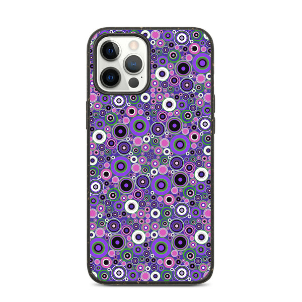 Mid-Century Modern 60s Style Purple Circles Biodegradable Phone Case
