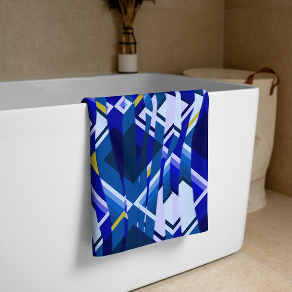 Patterned Towel | Blue | Distorted Geometric Collection