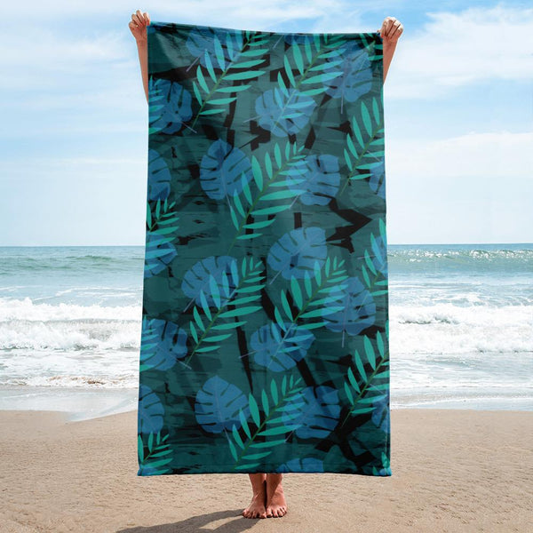 Patterned Towel | Blue | Autumn Monstera Collection