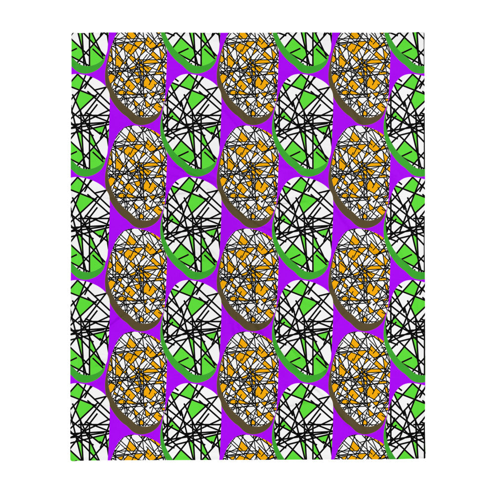 Throw Blanket | Purple Abstract Scribble Shapes Contemporary Retro Memphis Design