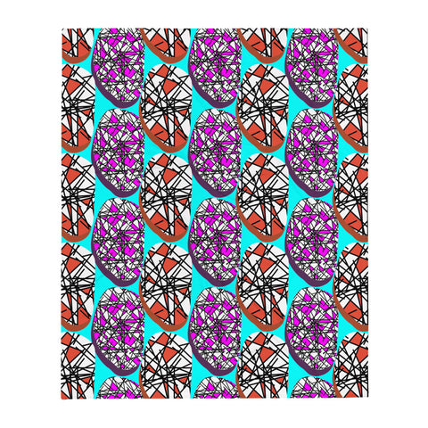 Throw Blanket | Turquoise Abstract Scribble Shapes Contemporary Retro Memphis Design