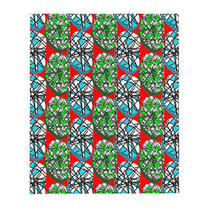Throw Blanket | Red Abstract Scribble Shapes Contemporary Retro Memphis Design