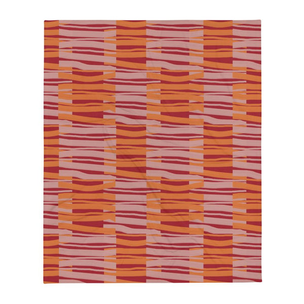 Contemporary Retro Burgundy Fibres Abstract Pattern sofa throw blanket by BillingtonPix with pink and orange abstract fibre markings and a burgundy background