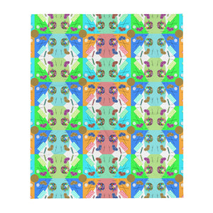 Abstract Checked Festival Kaleidoscope Memphis Pattern colorful boho throw blanket by BillingtonPix, with a beautiful checked arrangement of colorful Memphis design geometric shapes