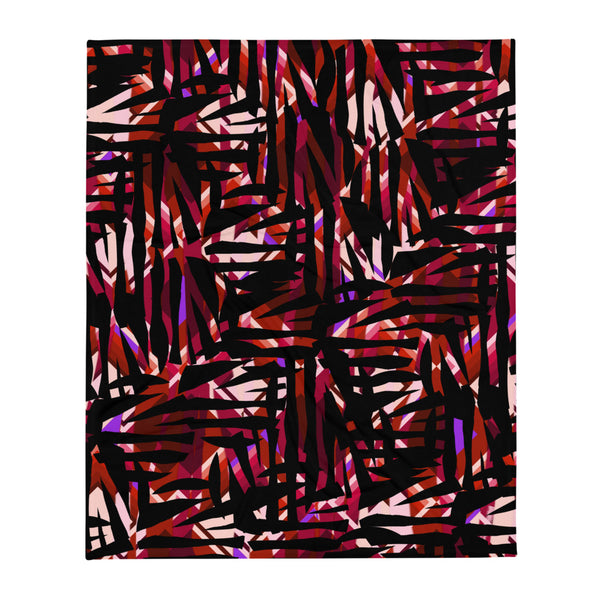 Red Patterned Throw Blanket | Distorted Geometric Collection