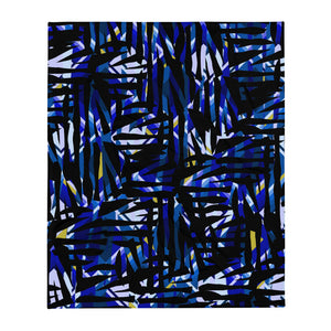 Blue Patterned Throw Blanket | Distorted Geometric Collection