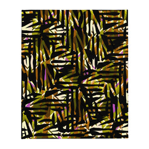 Yellow Patterned Throw Blanket | Distorted Geometric Collection