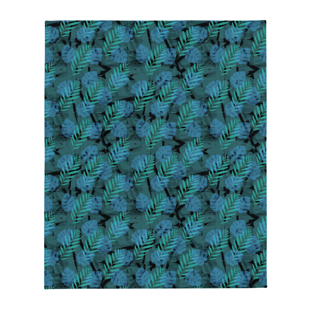 Patterned Couch Throw Blanket | Blue | Autumn Monstera