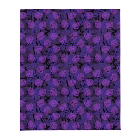 Patterned Couch Throw Blanket | Purple | Autumn Monstera