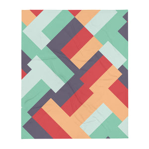 Diagonal stripes mid-century modern retro pattern in summertime tones such as eggplant, peach, scarlet, mint and teal on this couch throw sofa blanket