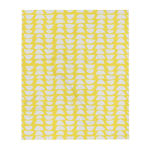 Couch Throw Blanket | Yellow Patterned Retro Style | Lemon Cups Stacked