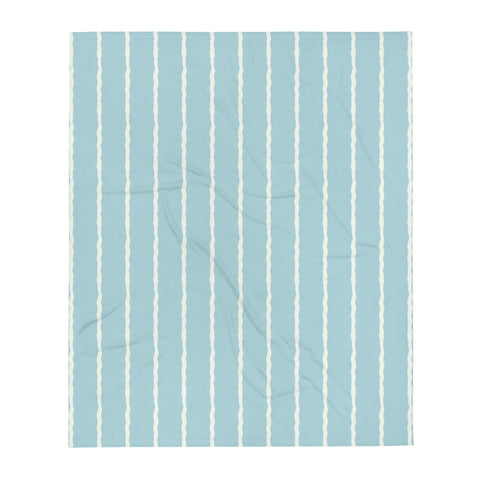Patterned Couch Throw Blanket | Seafoam Blue and Cream | Simple Stripes